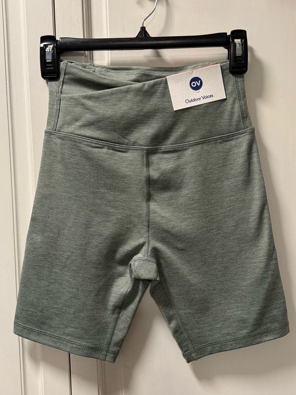 Outdoor Voices High Rise Bike Shorts Green Heather Size XS NWT